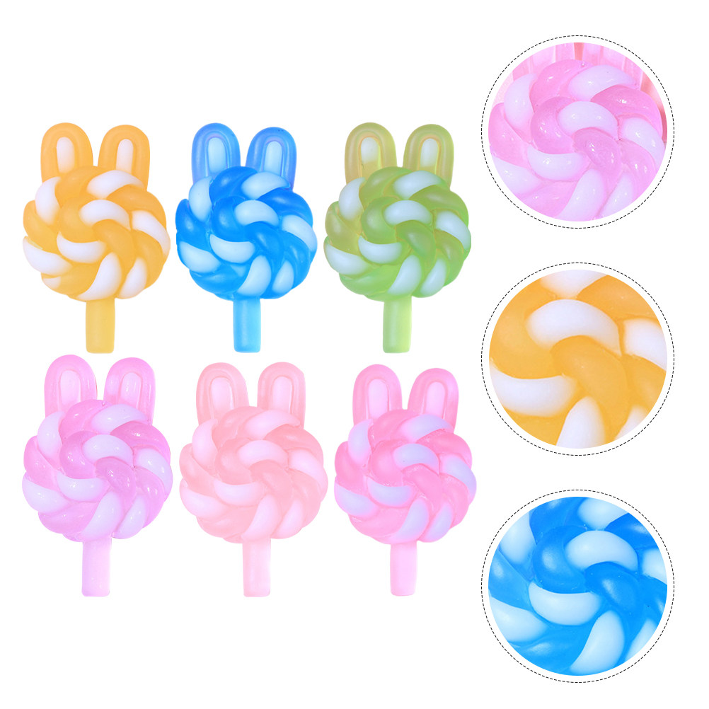 Resin Art Pendant - 24 stuks schattige cartoon lollybedels konijnvormige