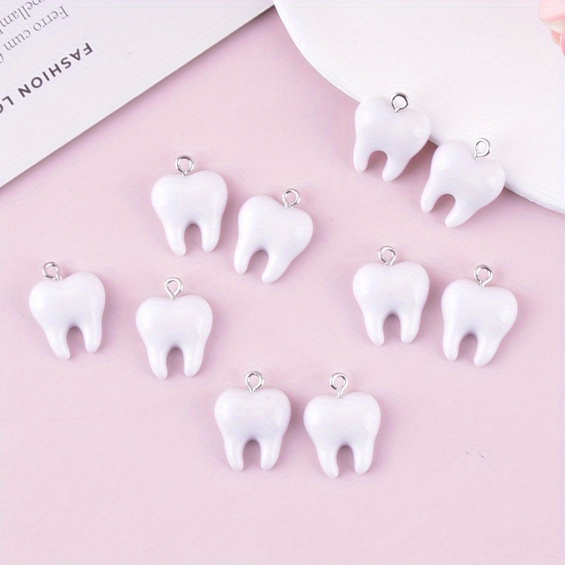 Resin Art Pendant - 10 stuks leuke tandhars bedels schattige