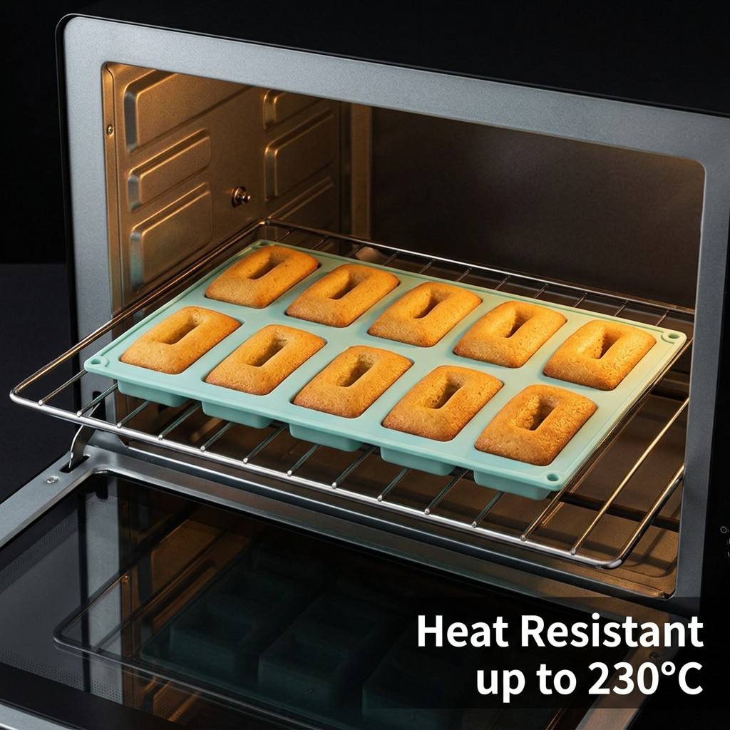 Tray Mold Rectangle - Anti-aanbak 10-gaats rechthoekige siliconen bakvorm met
