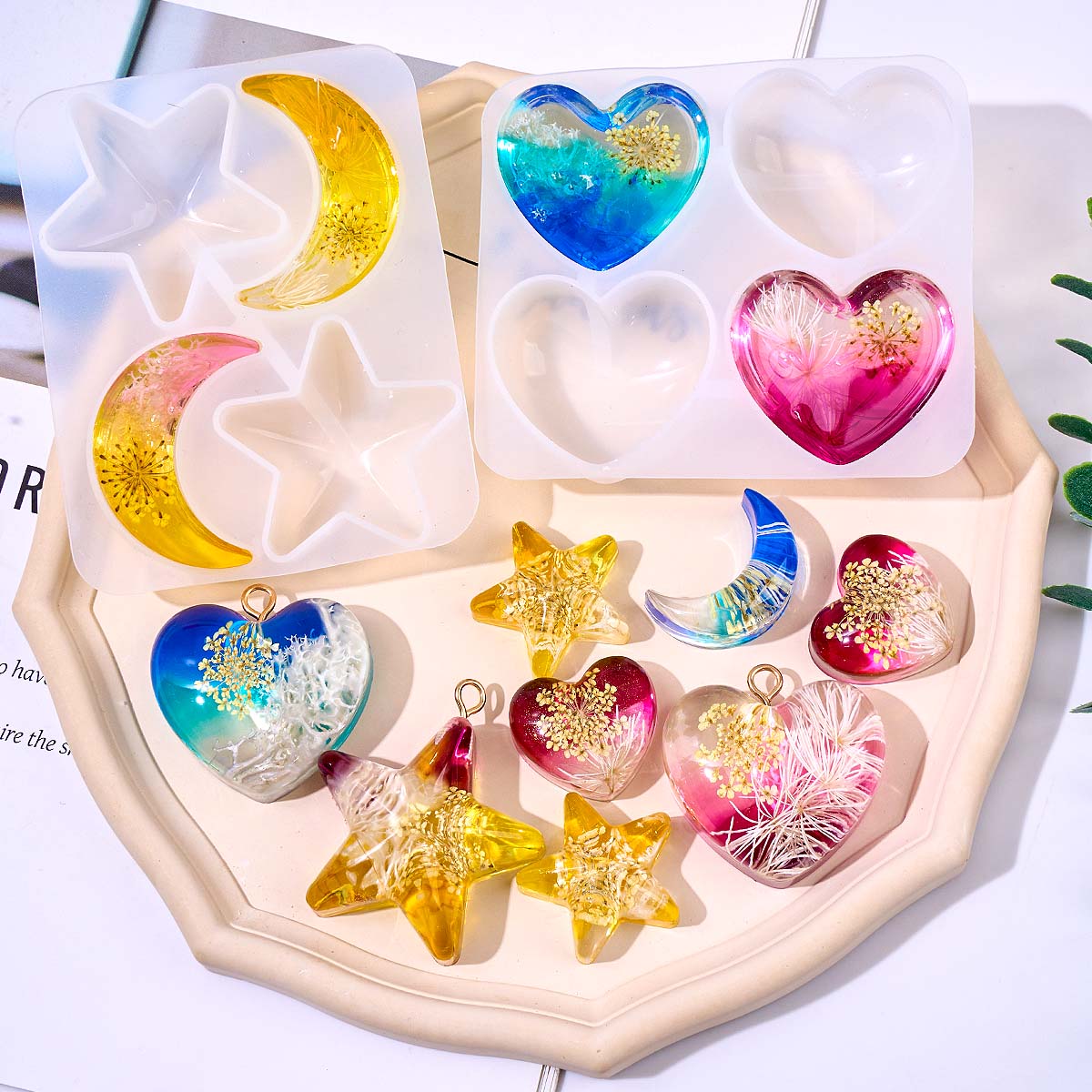 Resin Art Jewellery - Hart Ster Maan Hanger Siliconen Mal