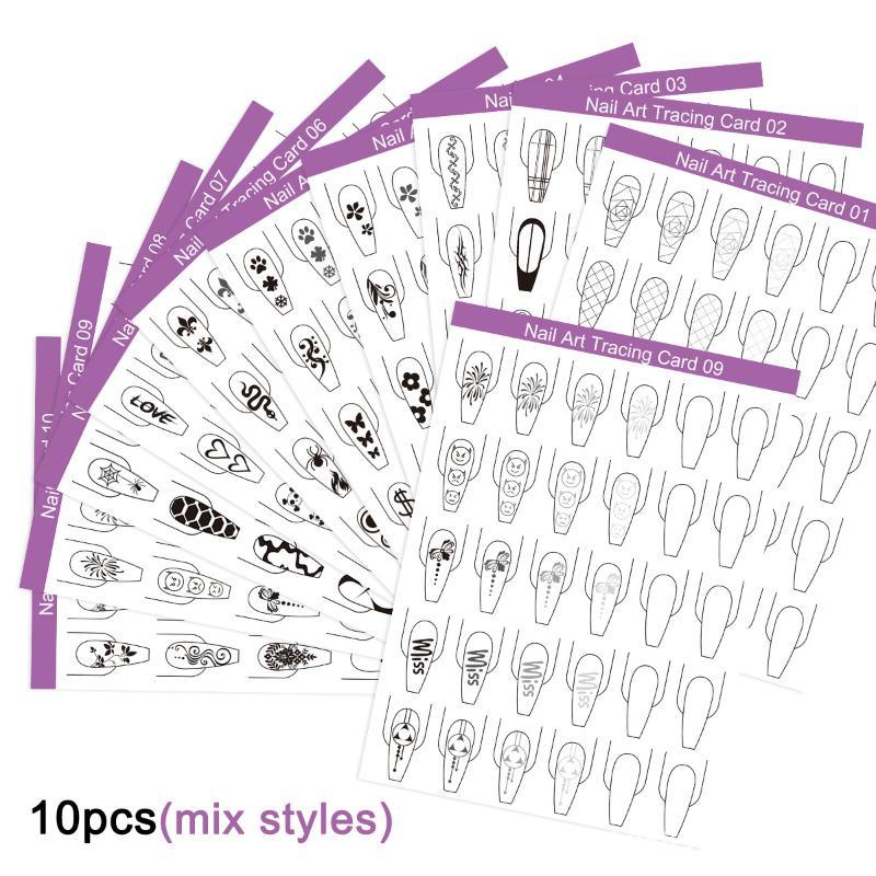 Resin Art Training - Oefenpapier voor nagelkunstlijnen, 10 stuks, herbruikbaar