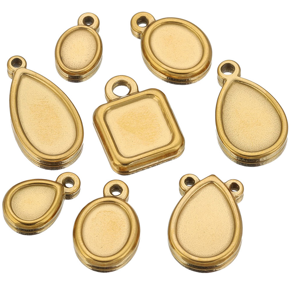 Resin Art Pendant - 5 stuks roestvrijstalen vierkante, ronde en