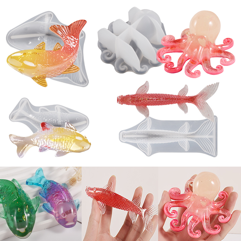 Silicone Mold Ocean - 3D Koi Visvormige Epoxyhars Mal Oceaan