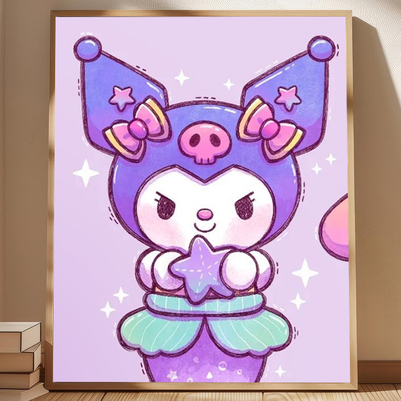 Resin Art Purple - Volledige vierkante diamant, zonder lijst, Sanrio