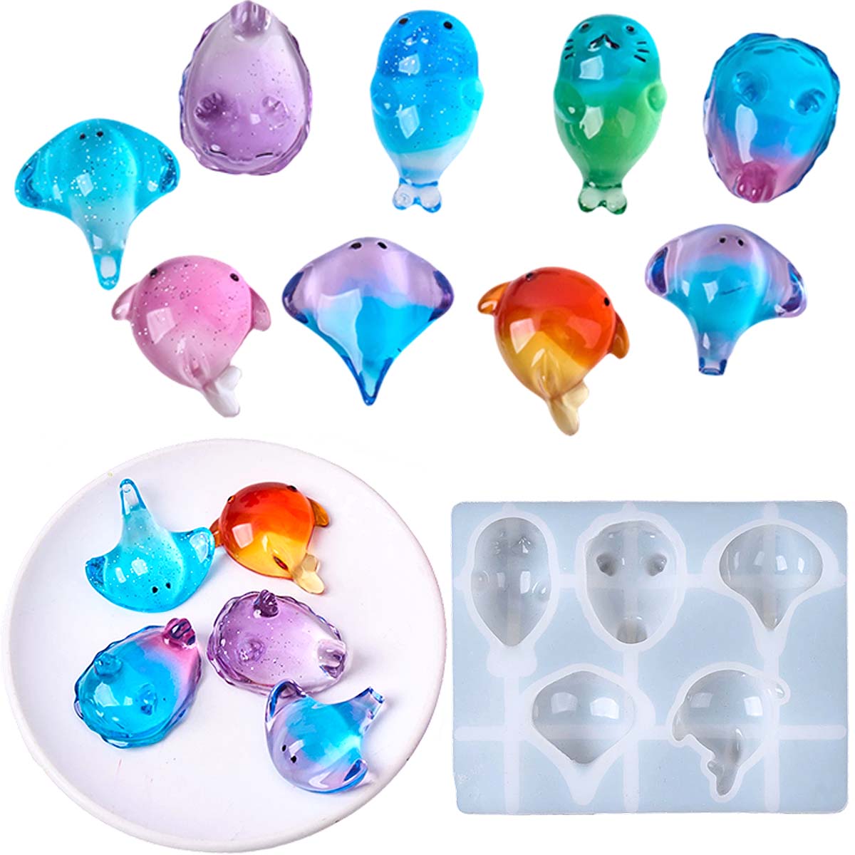 Silicone Mold Ocean - 3D Healing Kawaii Manta Ray Walvis