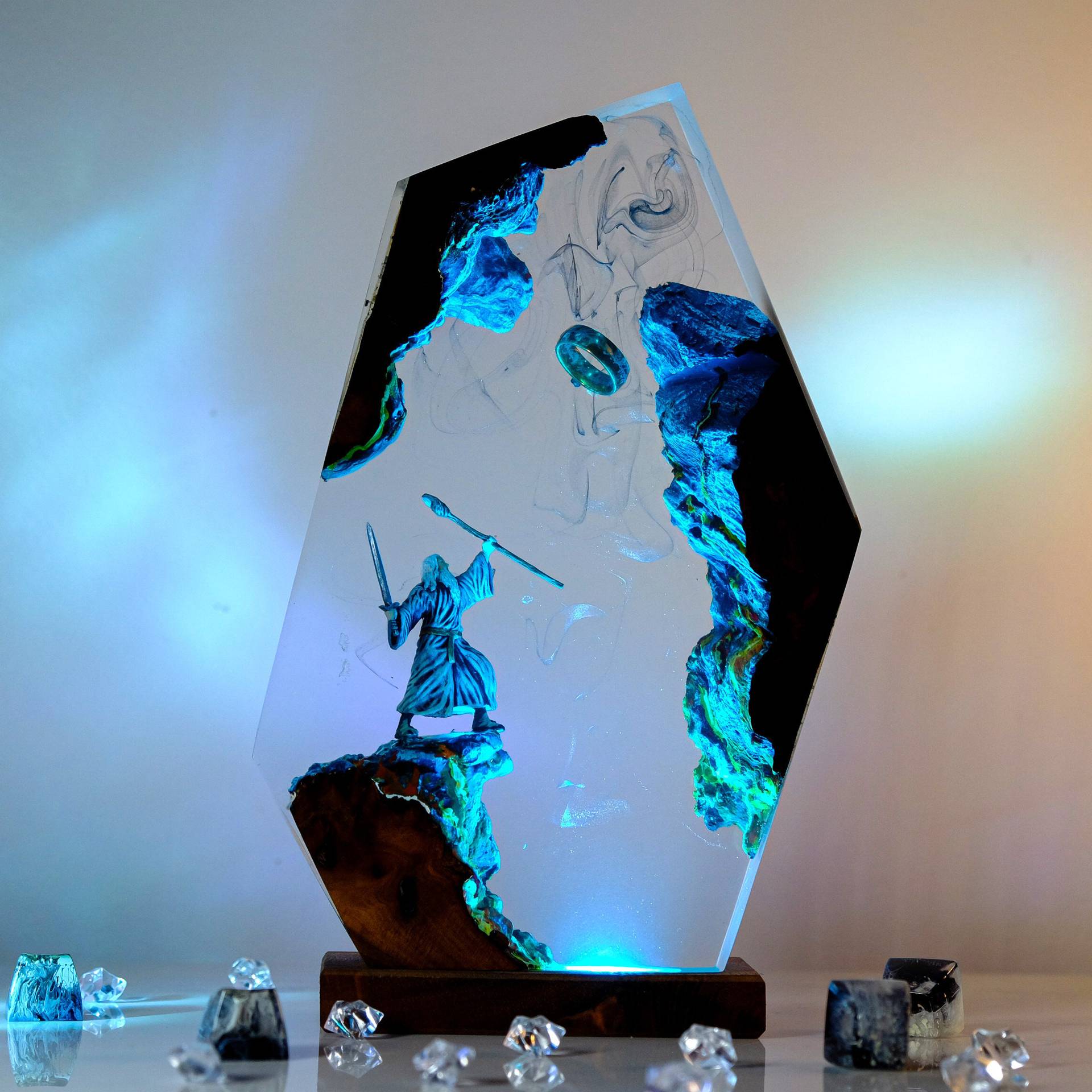 Resin Artist - Filmscène Figuur Tafel Resin Lamp Magische