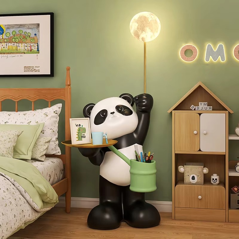Resin Art Floor Design - Creatieve grote hars Panda sculptuur LED-vloerlamp