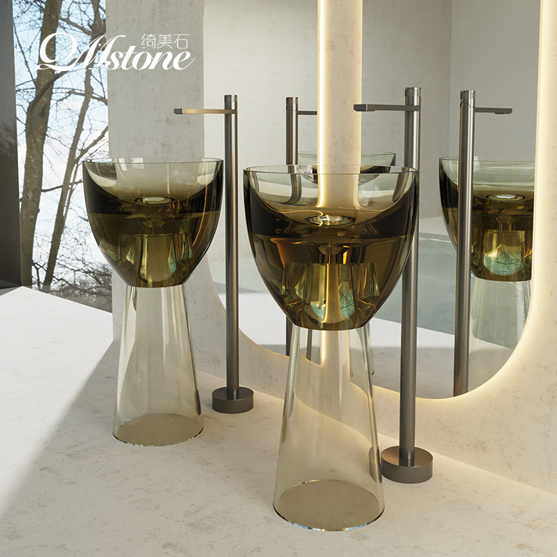 Resin Art Floor Design - Vloerstaande waskom van gekleurd, transparant kristalhars