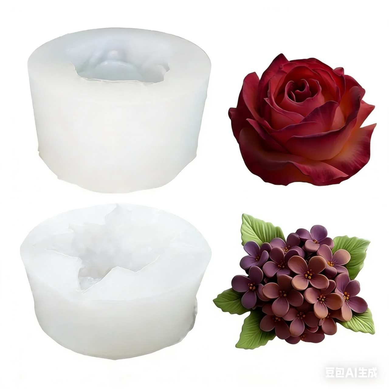 Resin Art Design - 2-delige 3D Rose Lilac Flower siliconen