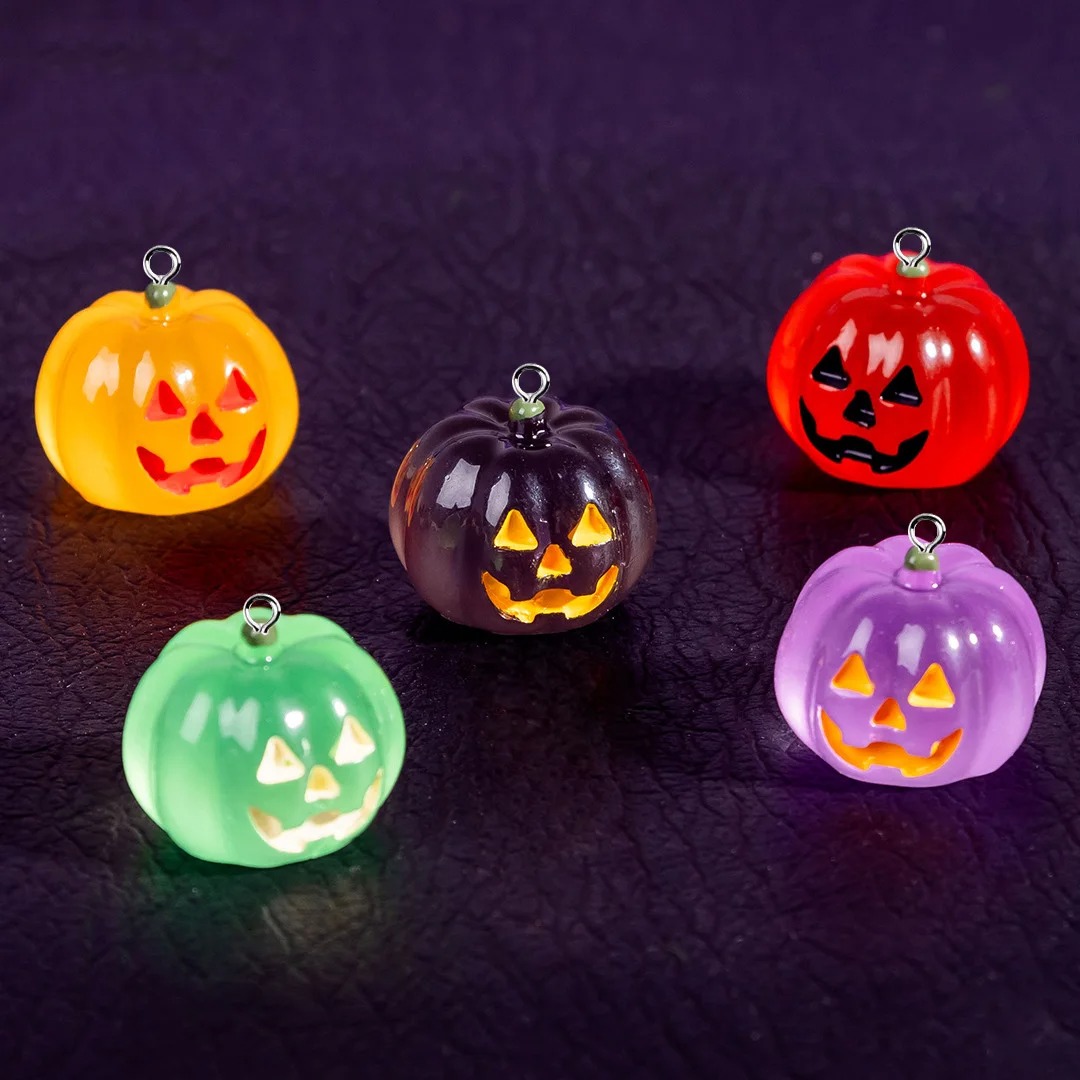 Resin Art Pendant - 5 stuks Kawaii Lichtgevende Pompoen Hars