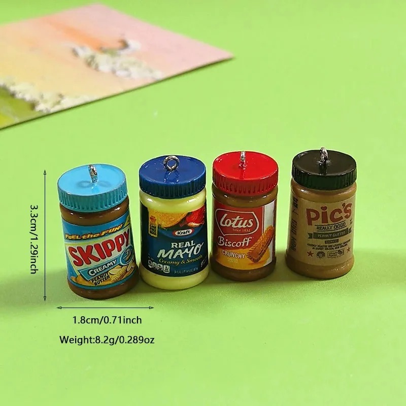 Resin Art Pendant - 10 stuks/verpakking Miniatuur Simulatie Pindakaasfles Bedels
