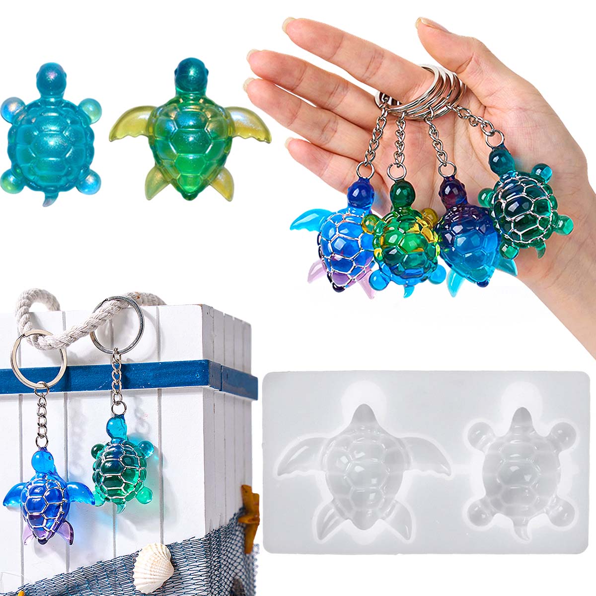Silicone Mold Ocean - 3D zeeschildpad sleutelhanger siliconen mal DIY
