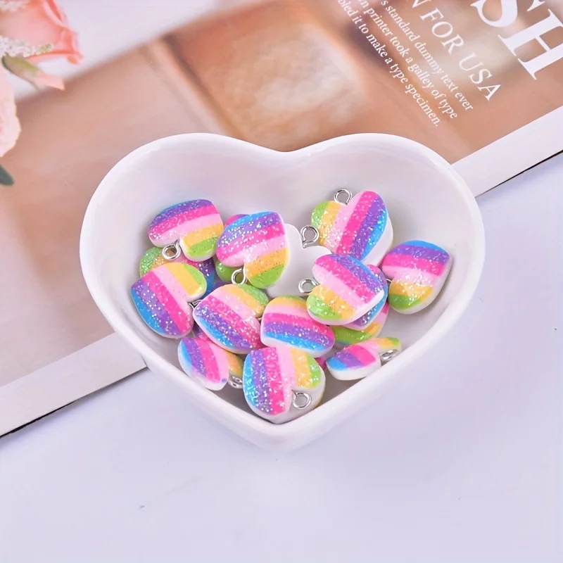 10 stuks kleurrijke hartvormig - Resin Art Pendant recensie en prijs